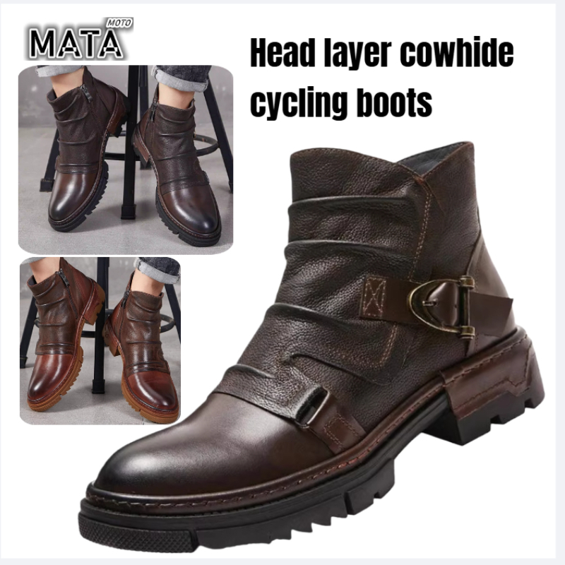 Motorcycle Gear Used - Горячая новинка: Мужские кожаные мотоботы в