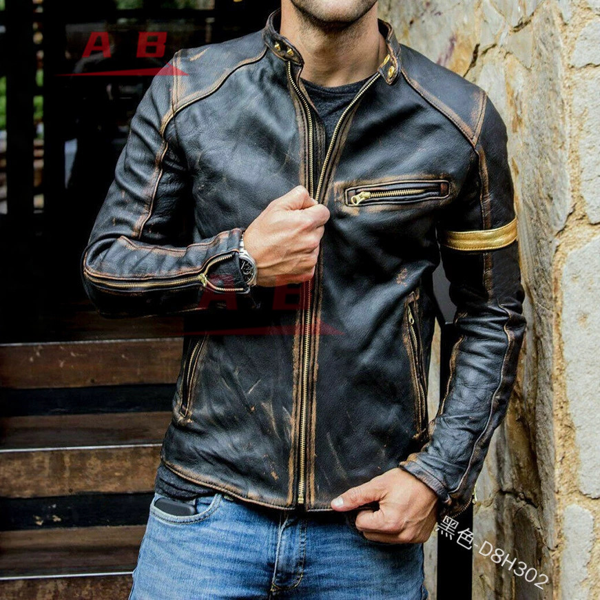 Motorcycle Gear Used - Мотоциклетная кожаная куртка в стиле ретро,